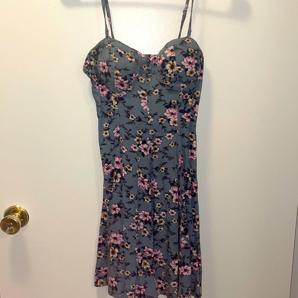 AE floral print corset dress with slit in back